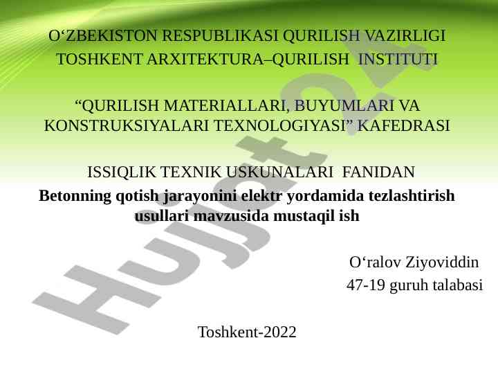 Beton qotish jarayonini elektr yordamida tezlashtirish