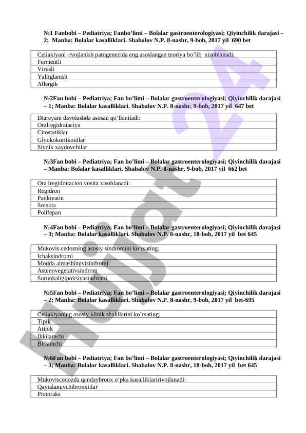 Pediatriya bolalar gastroenterologiyasi raqamlari