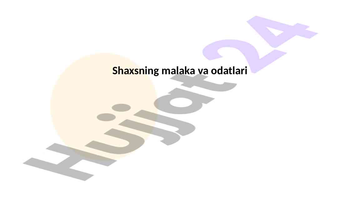 Shaxsning Malaka Va Odatlari