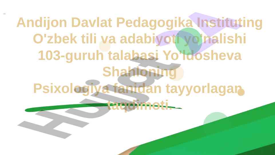 Psixologiya fanidan taqdimot tajribasi