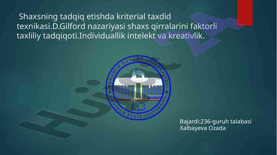 Shaxsning tadqiq etishda kriterial taxdid texnikasi