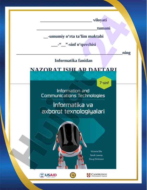 Nazorat ishiga doir savollar