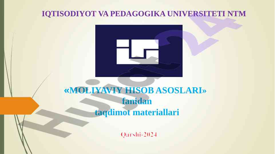 Tovar moddiy zaxiralar hisobi taqdimoti