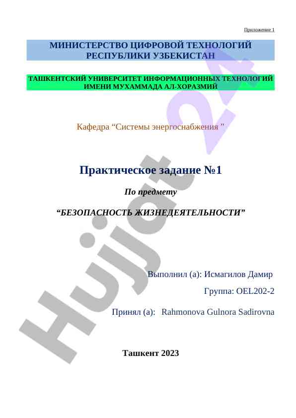 Практическая работа по безопасности жизнедеятельности