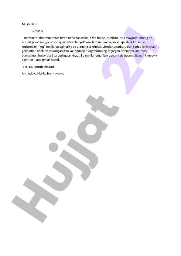 Immunitet Glossari