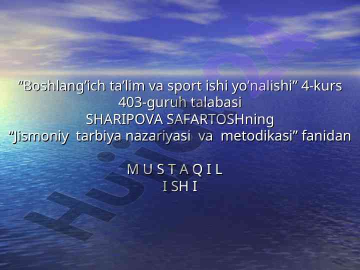 O’quv ishlarini rejalashtirish texnologiyasi