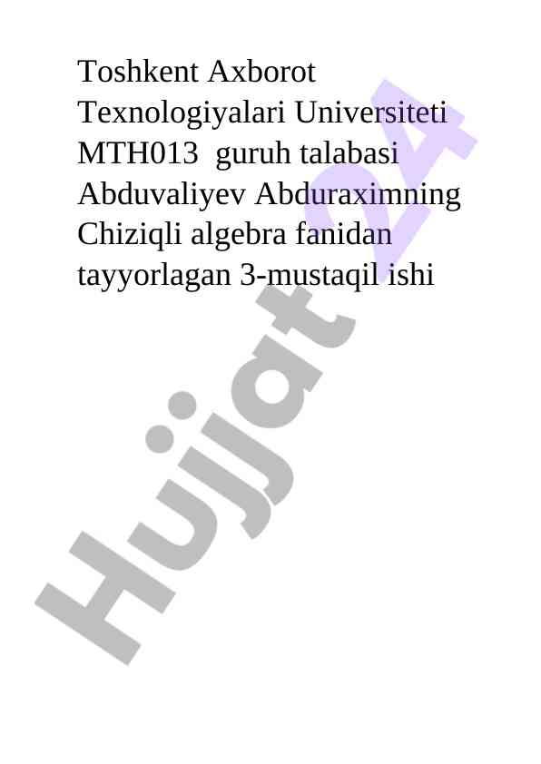 Chiziqli algebra mustaqil ishining tahlili