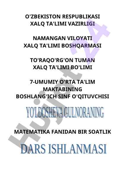 Matematika fanida ko'paytirish va bo'lish mashqlari