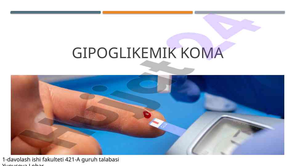 Gipoglikemik koma: klinik sindrom va laborator ko'rsatkichlar