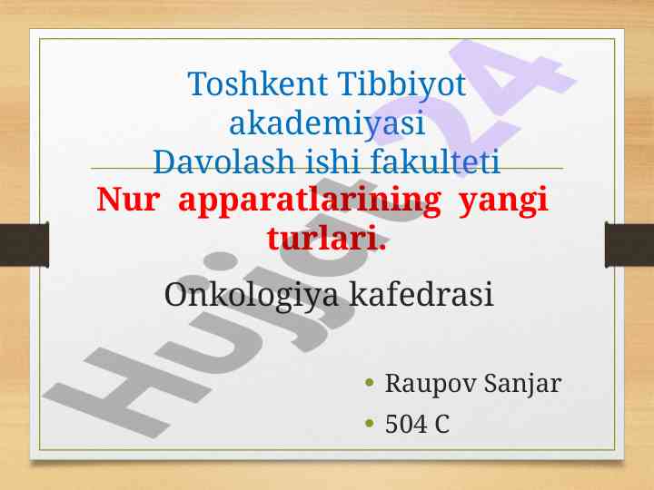 Yangi nur apparatlarining terapiya usullari