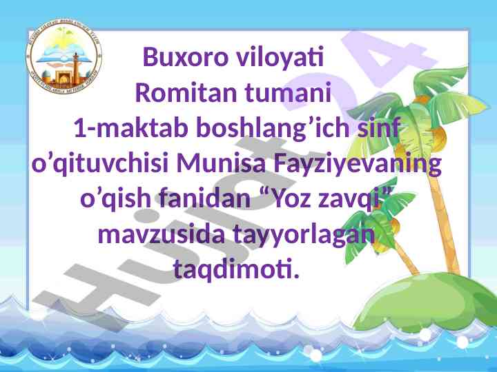 Yoz zavqi mavzusi boyicha taqdimot