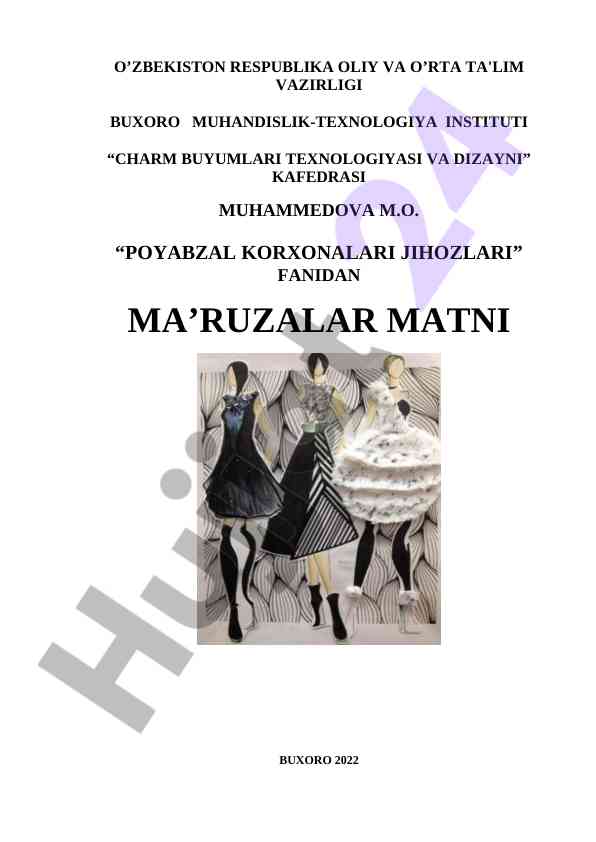 Poyabzal korxonalari jihozlari fanidan ma’ruzalar