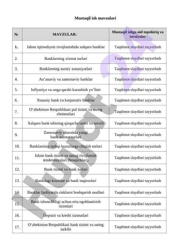Bank tizimlari va ularning rivojlanishi taqdimoti