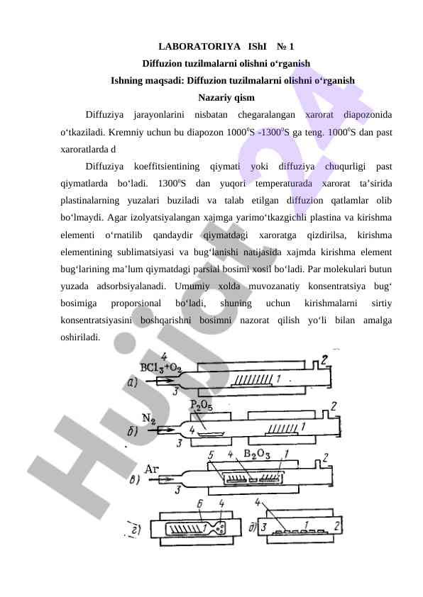 Diffuzion tuzilmalarni olishni o‘rganish