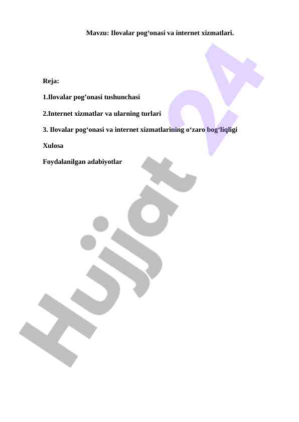 Ilovalar pog‘onasi va internet xizmatlari tahlili