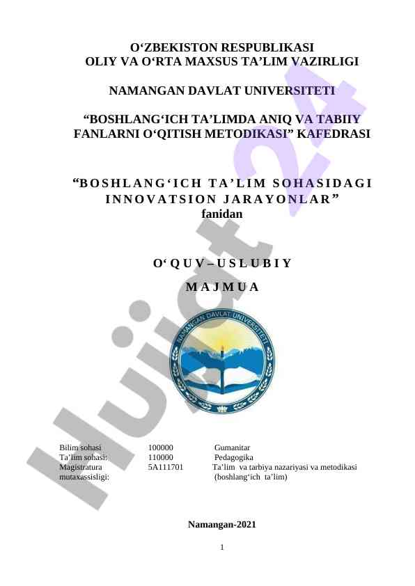 Boshlang‘ich ta’limda fanlarni o‘qitish usullari