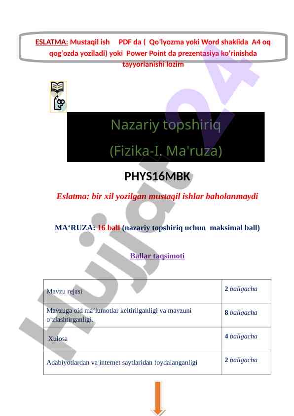 Giroskoplar va erkin aylanish o‘qlari haqida mustaqil ish