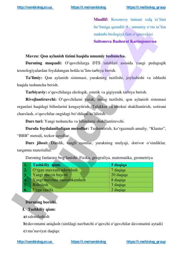 Qon aylanish tizimi haqida umumiy tushuncha
