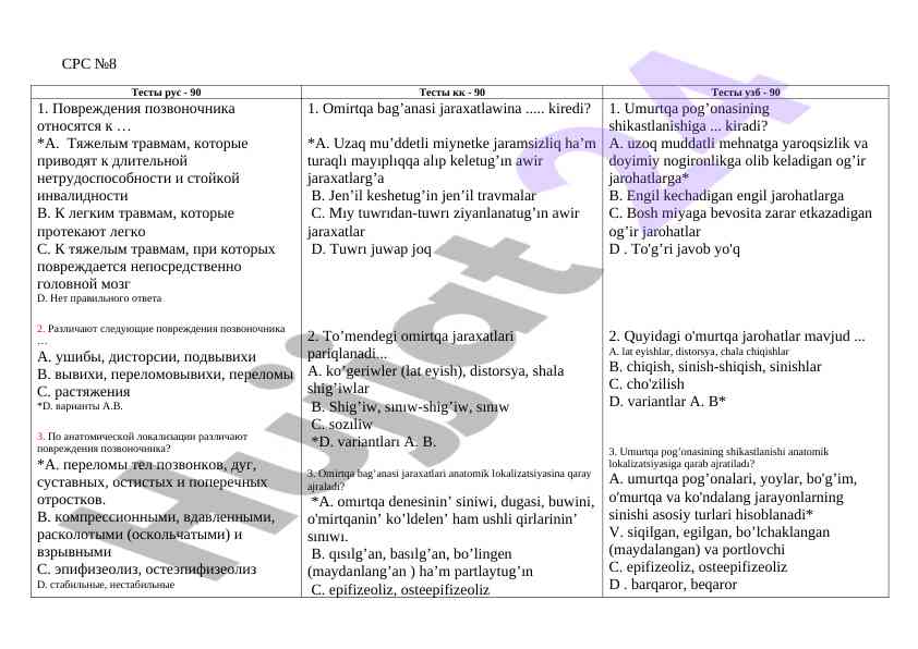 Srs №8 tahlil va amalga oshiruvchi materiallar