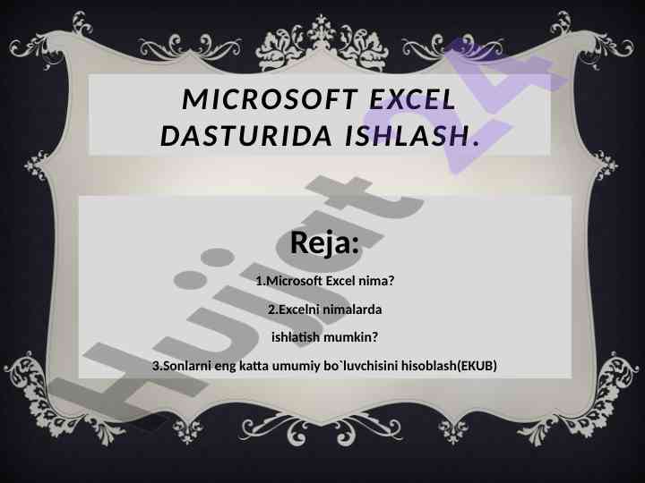 Microsoft excel dasturida ishlash bo‘yicha qo‘llanma