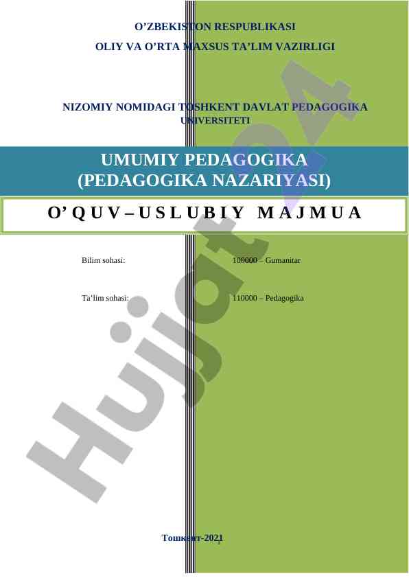O‘quv-majmua umumiy pedagogika fanidan