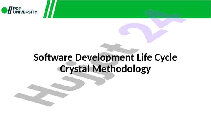 Crystal methodology for software development lifecycle
