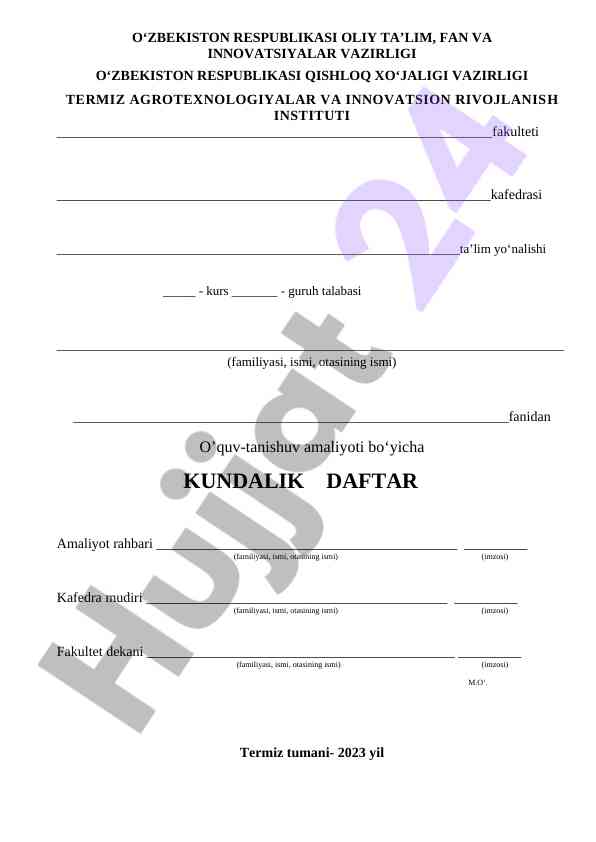 Tuproqshunoslik va agrokimyo fanida amaliyot
