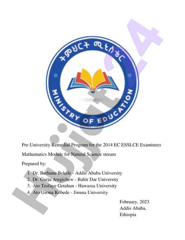 Mathematics course outline for natural science stream