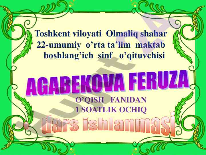 Dars ishlanmasi: dog'da qolgan qarg'a o'qish