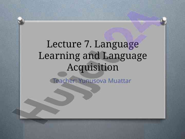 Understanding language learning and language acquisition