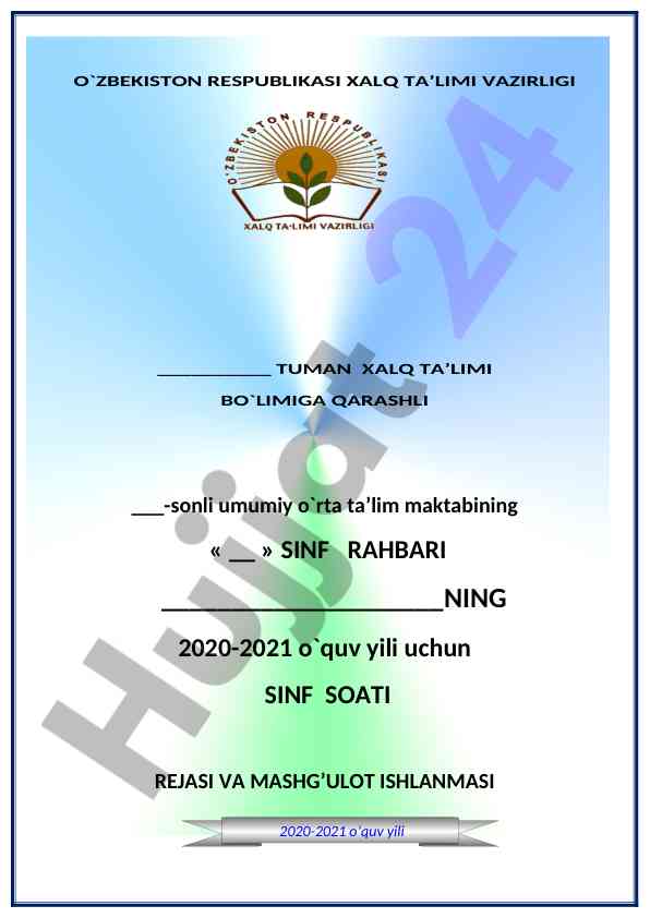 Tarbiyaviy soat mashg‘uloti rejasi 4-sinf uchun