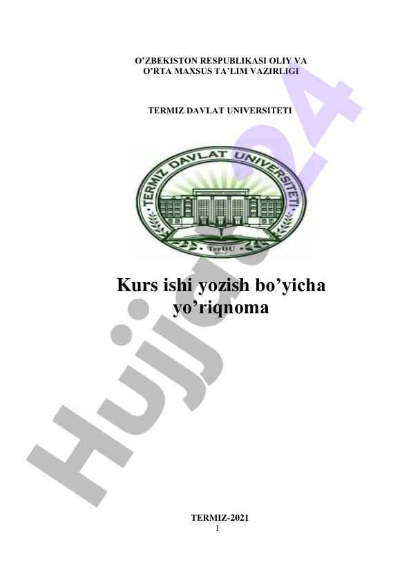 Kurs ishini yozish bo'yicha yo'riqnoma