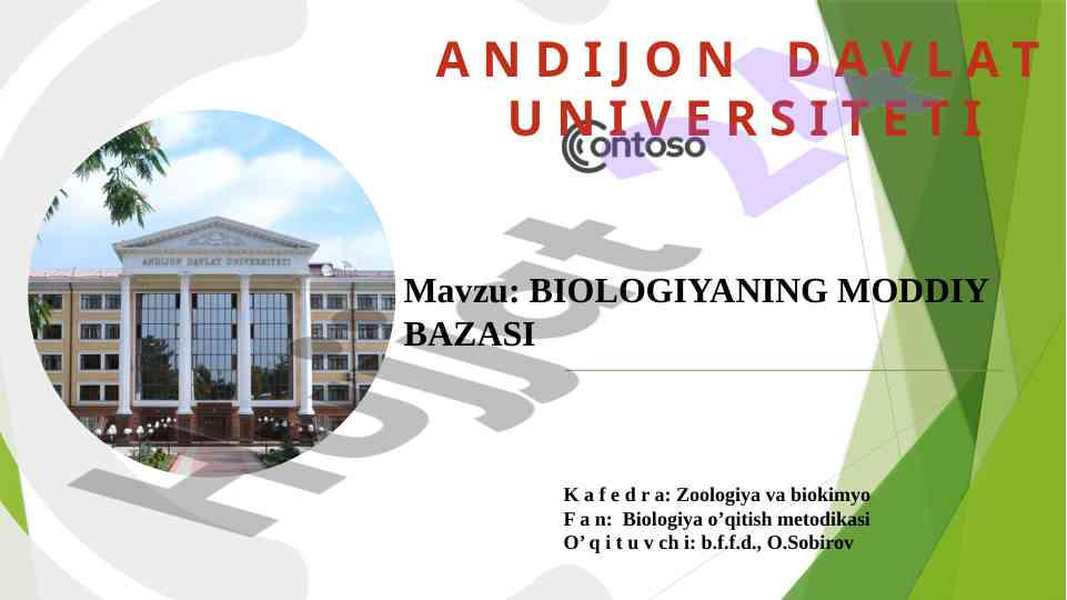 Biologiyaning moddiy bazasi ta'limda qo'llanilishi