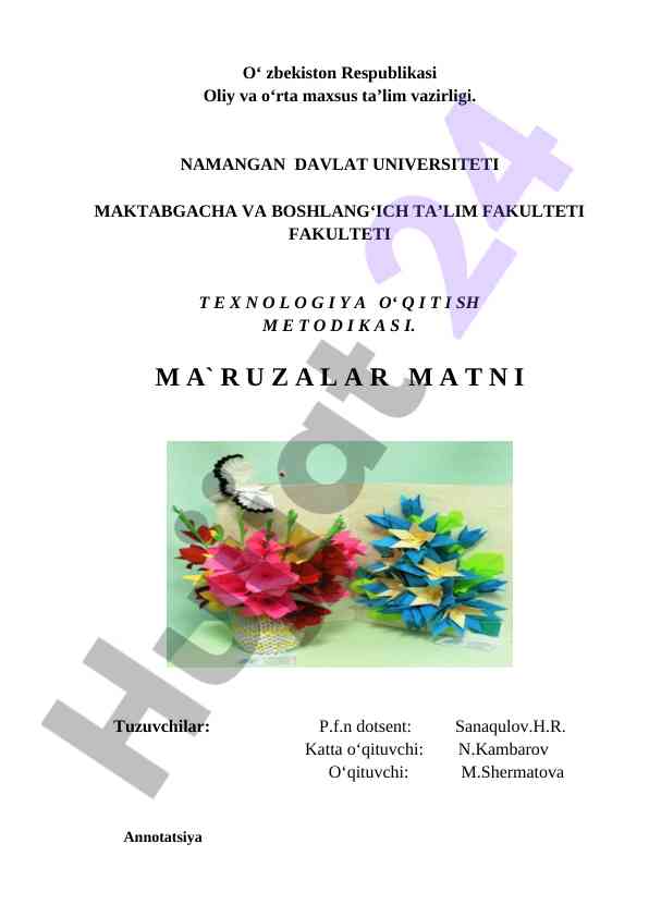 O‘qitish metodikasi va talabalar uchun mavzular