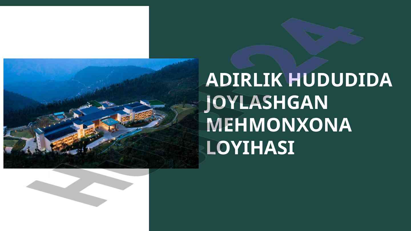 Adirlik hududida joylashgan mehmonxona loyihasi