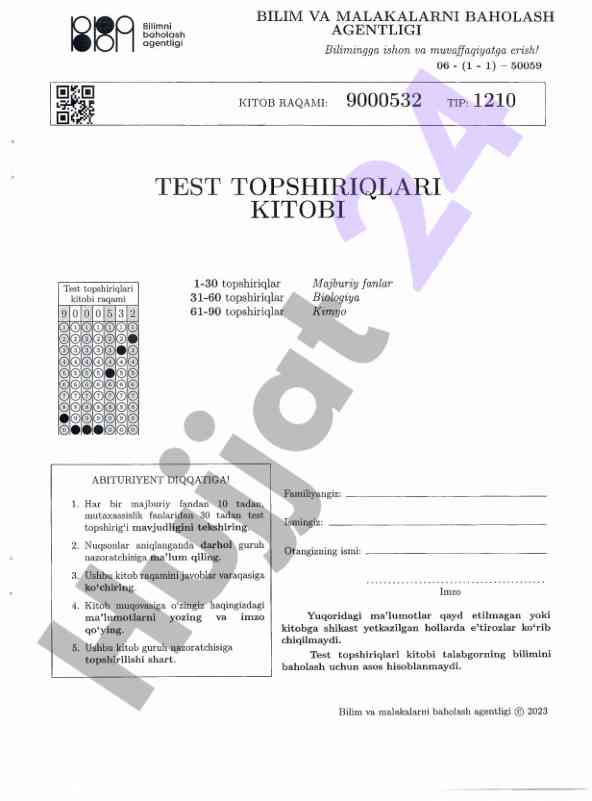 Test topshiriqlari kitobi bilim va malakalar