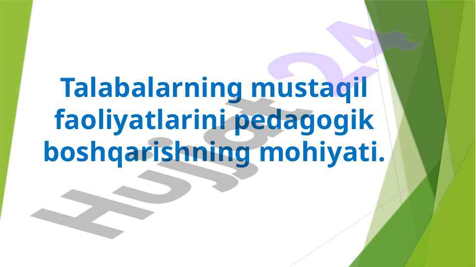 Talabalarning Mustaqil Faoliyatlari Boshqarilishi