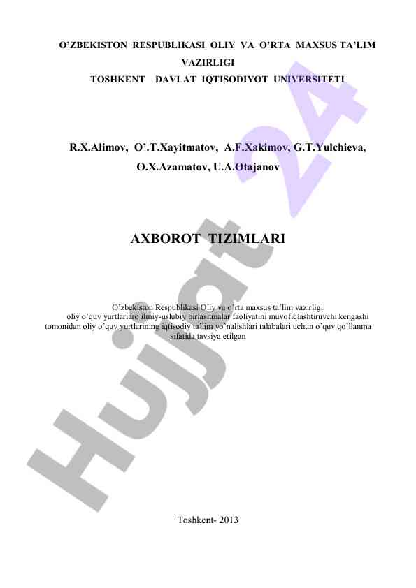 Axborot tizimlari o‘quv qo‘llanmasi
