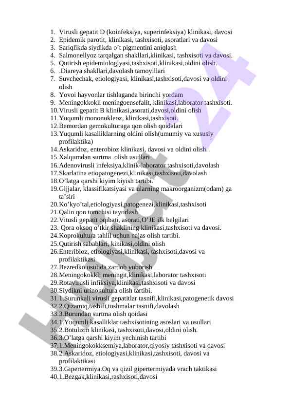 Virusli kasalliklarning klinikasi va davolash usullari
