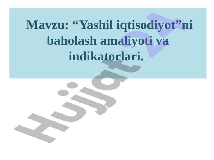 Yashil iqtisodiyotni baholash indikatorlari