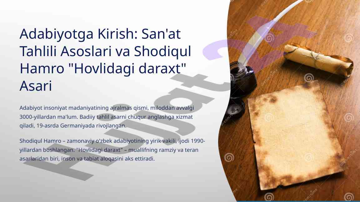 Adabiyotga kirish: san'at tahlili asoslari