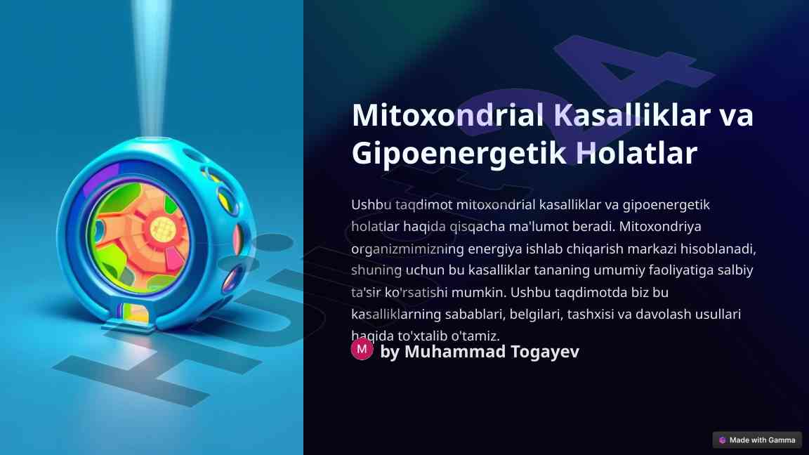 Mitoxondrial kasalliklar va gipoenergetik holatlar