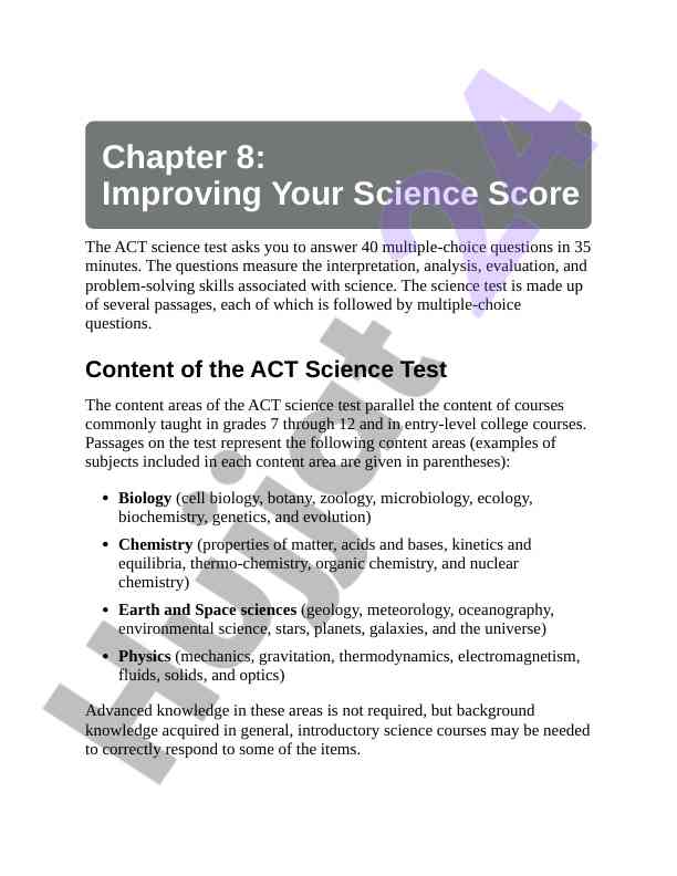 Improving your science score for act preparation