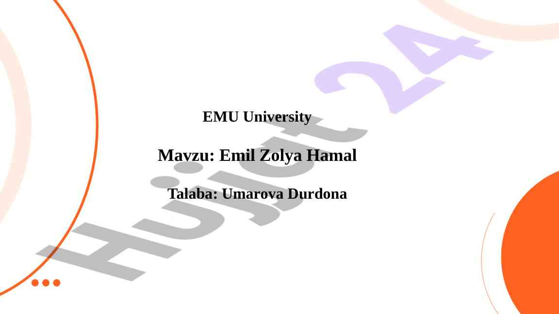 Emil Zolya Hamal Romanining Tahlili