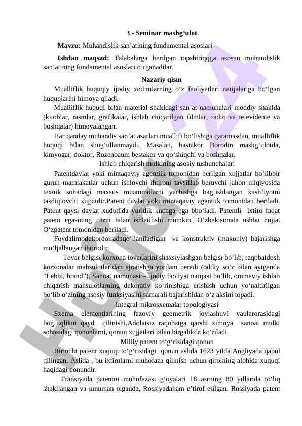 Muhandislik san’atining fundamental asoslari