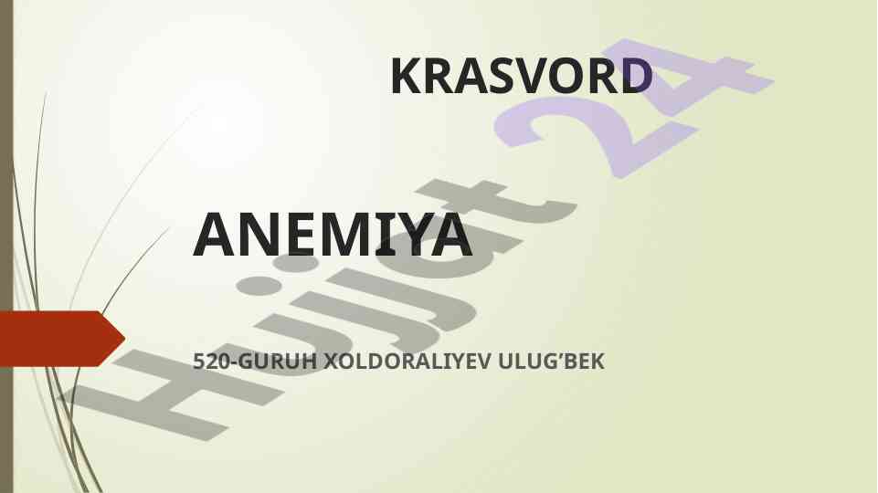 Anemiya diagnostikasi va laboratoriya testlari