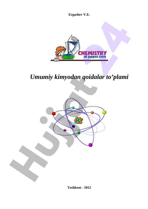 Umumiy kimyodan qoidalar to’plami o'quv qo'llanma