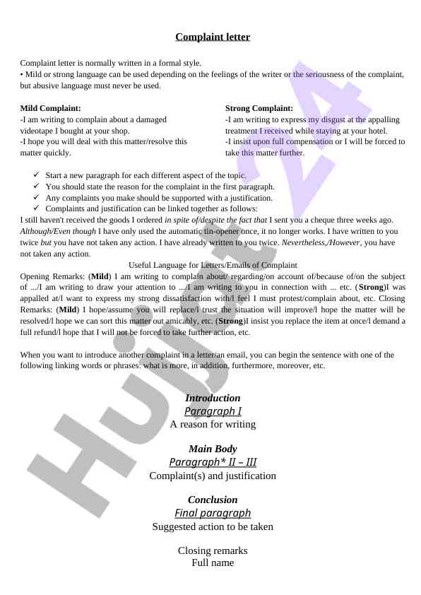 Formal complaint letter writing guide