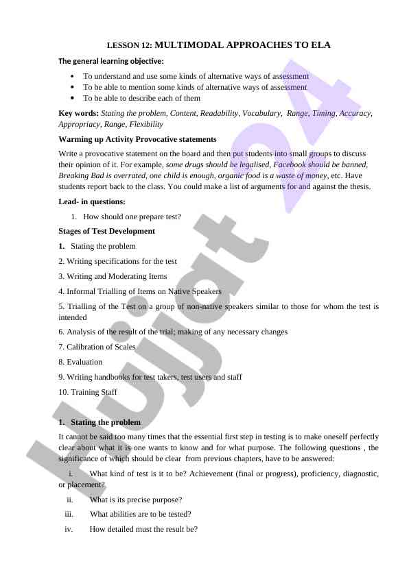 Multimodal approaches to assessment in ela