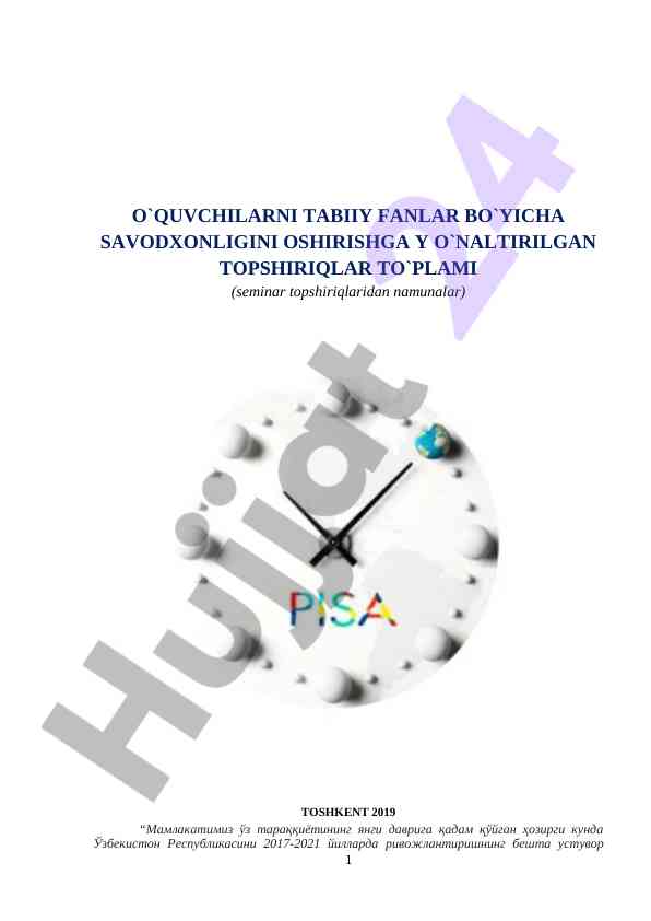 Tabiiy fanlar bo‘yicha savodxonlikni oshirish topshiriqlari